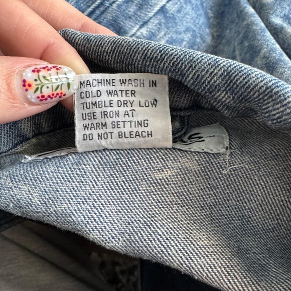 Vintage Acid Wash Denim Moto Jacket Women's S Blue Cropped Biker 80s - Picture 14 of 14